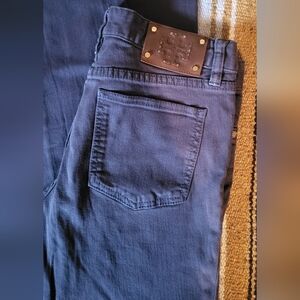 Tory Burch Navy Trousers with Gold Button